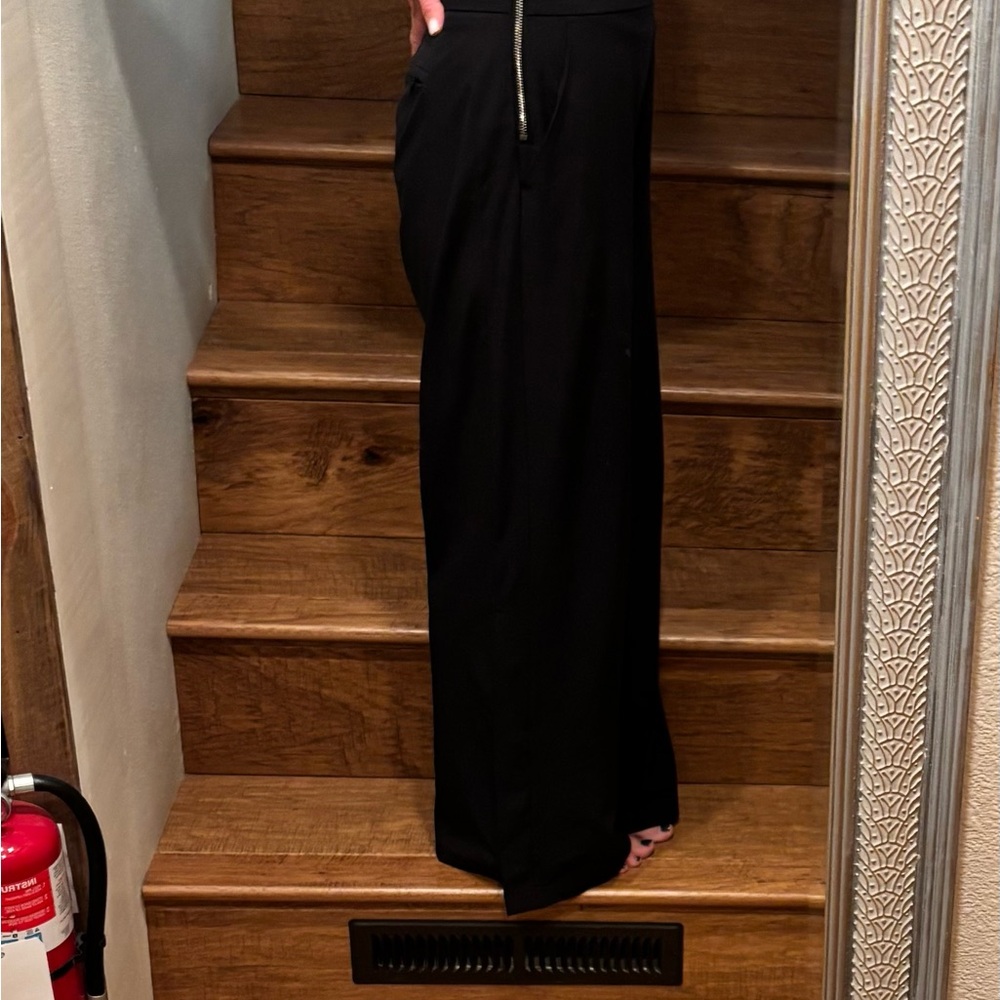 Athleta Black wide leg trousers with side zip